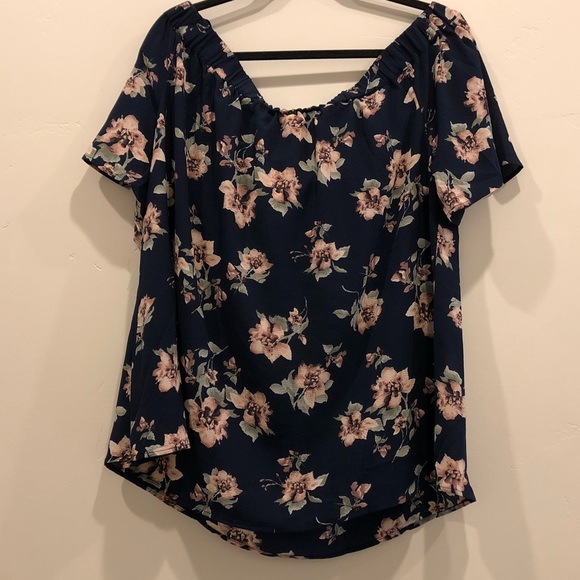 NWT Floral Plus Sz Off the Shoulder Blouse - Picture 2 of 4